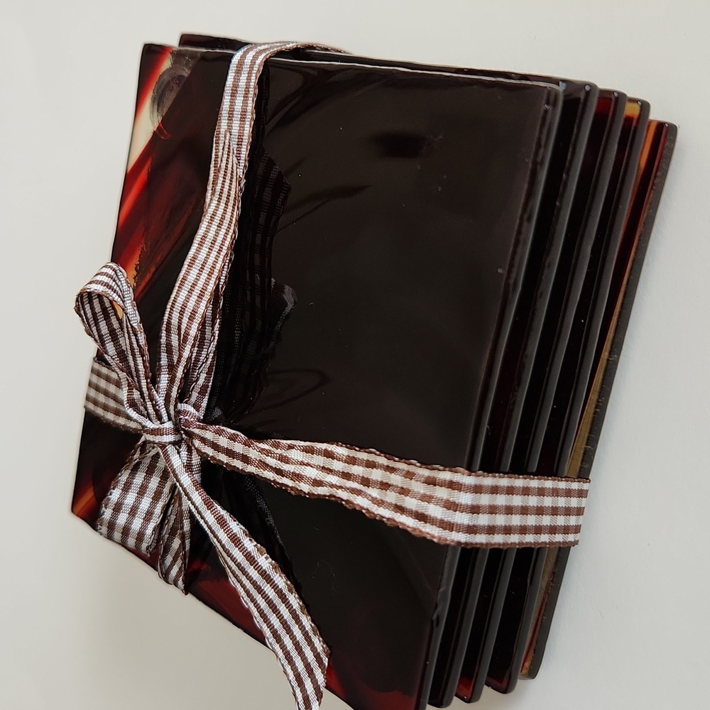 5 Piece Glass Candle Holder/Coaster Set